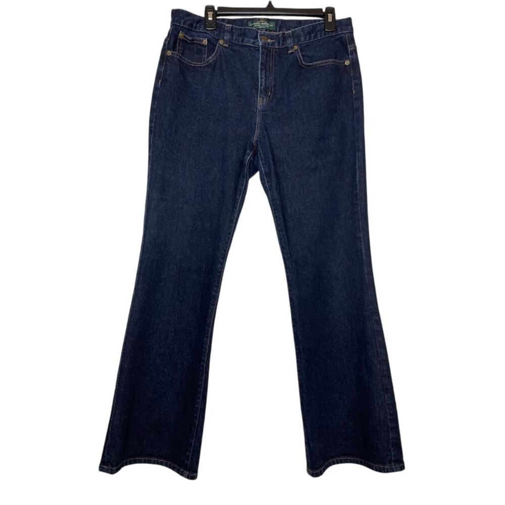 Lauren Ralph Lauren Jeans Bootcut Womens 12 Petite Dark Wash Embroidered Pockets